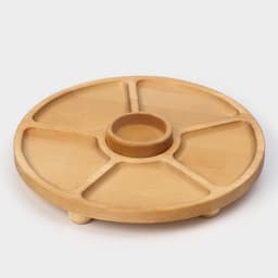 Менажница Adelica «Фортуна», 6 секций, на ножках с соусницей, d=30 см, 70 мл, дерево берёза