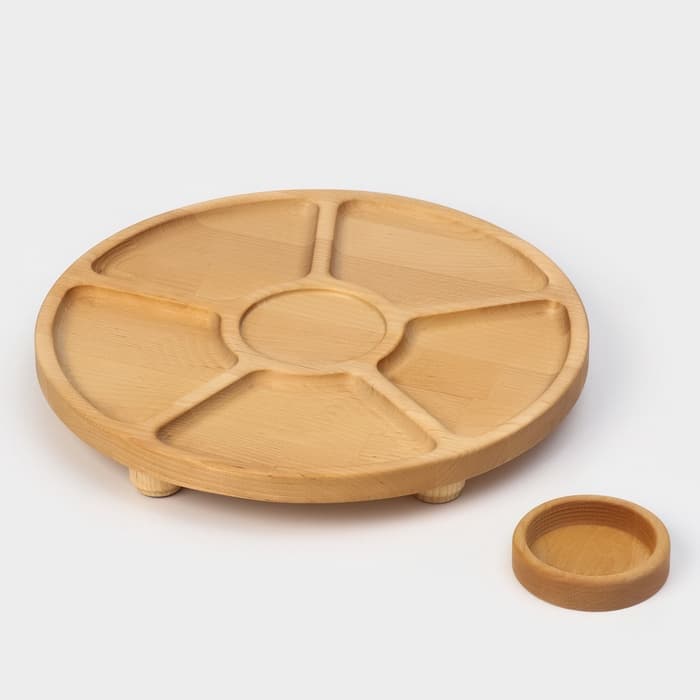 Менажница Adelica «Фортуна», 6 секций, на ножках с соусницей, d=30 см, 70 мл, дерево берёза