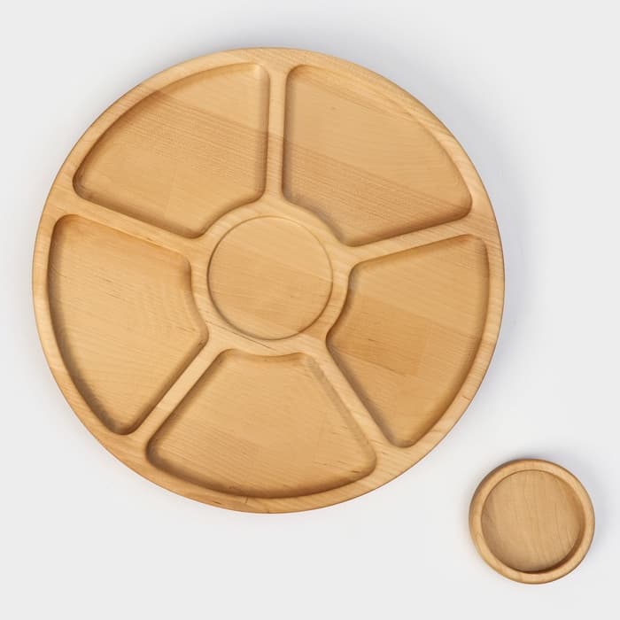 Менажница Adelica «Фортуна», 6 секций, на ножках с соусницей, d=30 см, 70 мл, дерево берёза