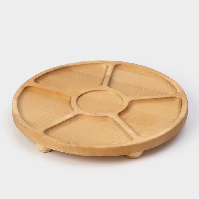 Менажница Adelica «Фортуна», 6 секций, на ножках с соусницей, d=30 см, 70 мл, дерево берёза