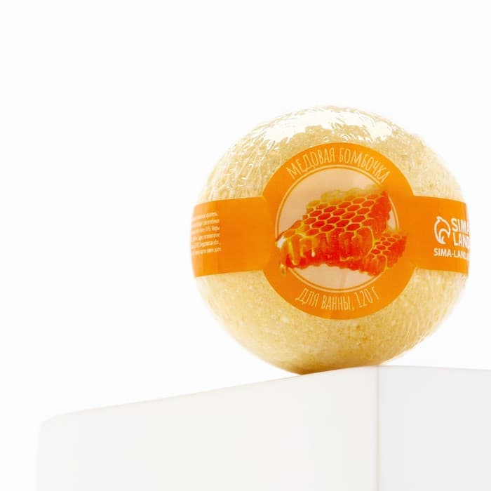 Бомбочка для ванны, 120 г, аромат медовый, КЛАДОВАЯ КРАСОТЫ