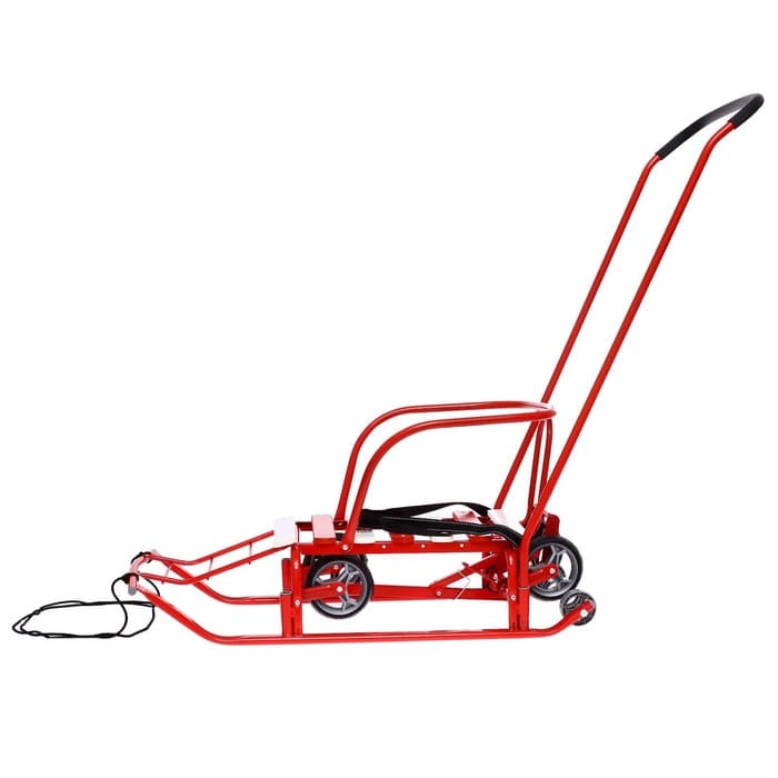 Санки детские с колёсами «Тимка 5 универсал», с ручкой, цвет алый