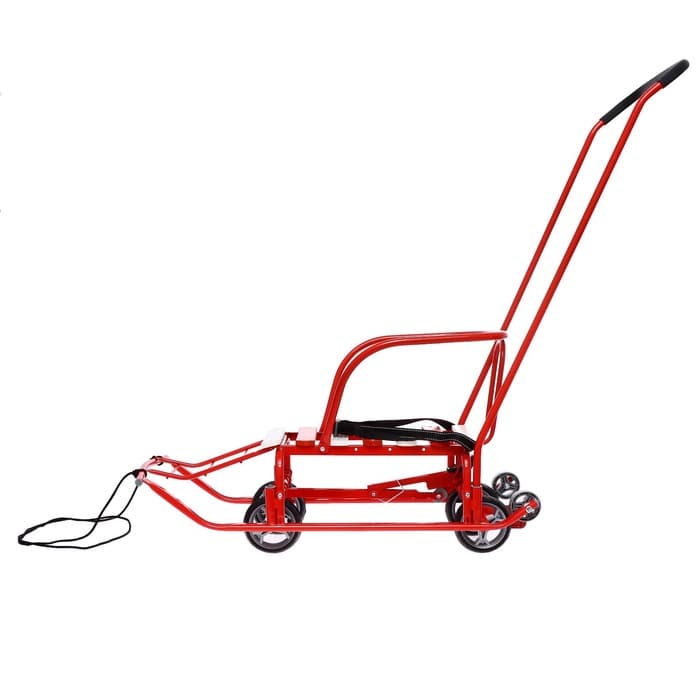 Санки детские с колёсами «Тимка 5 универсал», с ручкой, цвет алый