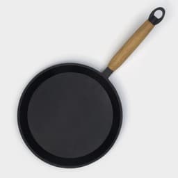 Сковорода блинная литая Magma, d=22 см, h=1.5 см, деревянная ручка, индукция, чугун, чёрная