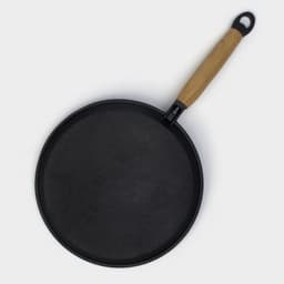 Сковорода блинная литая Magma, d=22 см, h=1.5 см, деревянная ручка, индукция, чугун, чёрная
