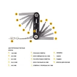 Мультитул 11 в1: отвёртки, ключи, линейка, черный