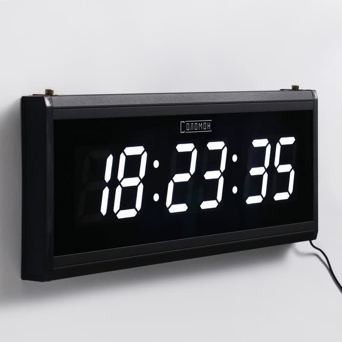 Часы электронные настенные «Соломон», 48×19×3 см, 7.5×4 см, белая индикация