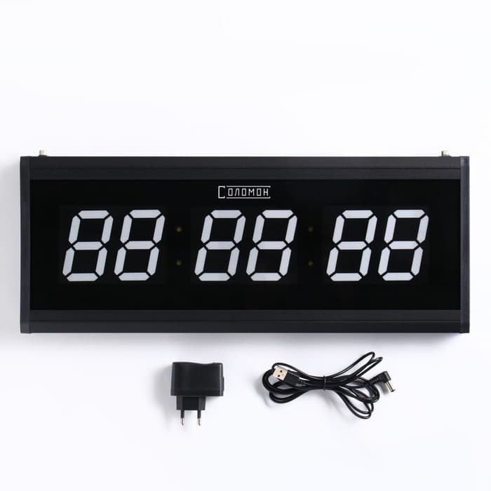 Часы электронные настенные «Соломон», 48×19×3 см, 7.5×4 см, белая индикация