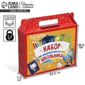 Коробка подарочная складная, упаковка, «Набор школьника», 33.5×25.5×7.5 см