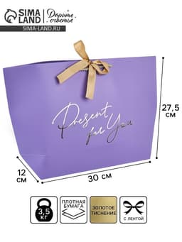 Пакет подарочный, упаковка, «Present», 30×27.5×12 см