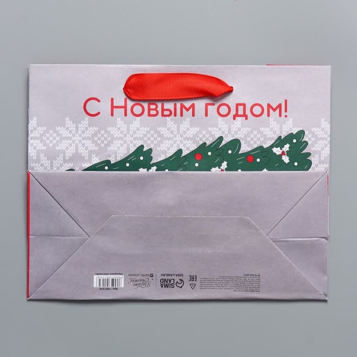 Пакет подарочный новогодний крафтовый «Спешу к тебе», MS 23×18×10 см