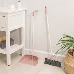 Щётка для пола Доляна, совок 25×23 см, щётка 29×84 см, металлическая ручка 77 см, розовая