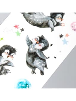 Переводная тату на тело цветная светящаяся «Енотик. Пингвины», 6×10.5 см, МИКС