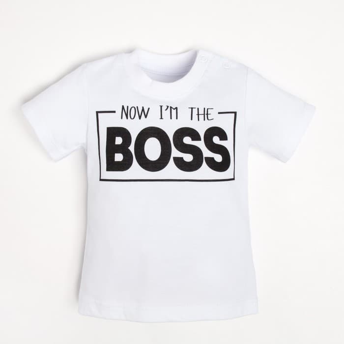 Футболка детская Крошка Я «Little Boss», рост 62-68 см, цвет белый