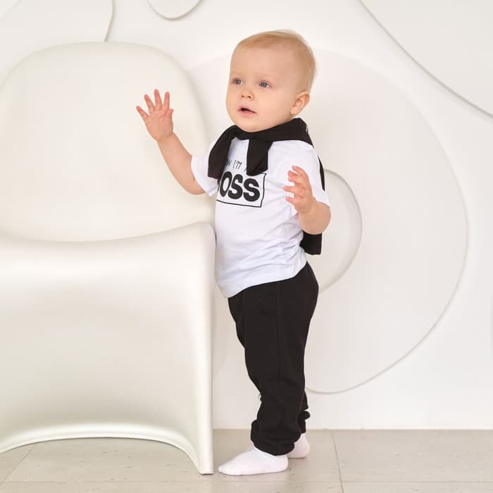 Футболка детская Крошка Я «Little Boss», рост 62-68 см, цвет белый