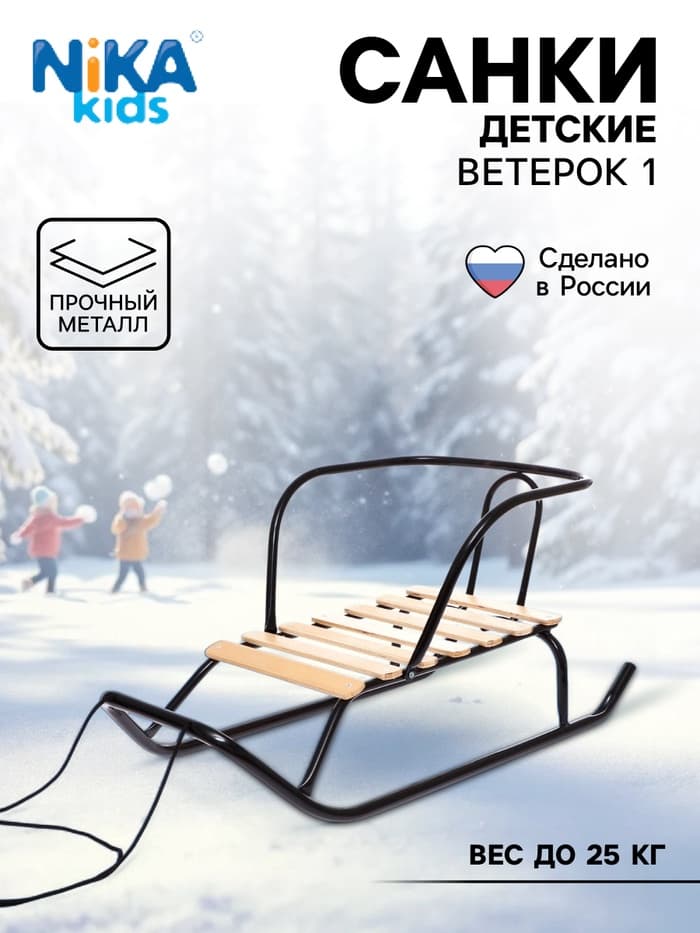 Санки детские «Ветерок 1», цвет чёрный