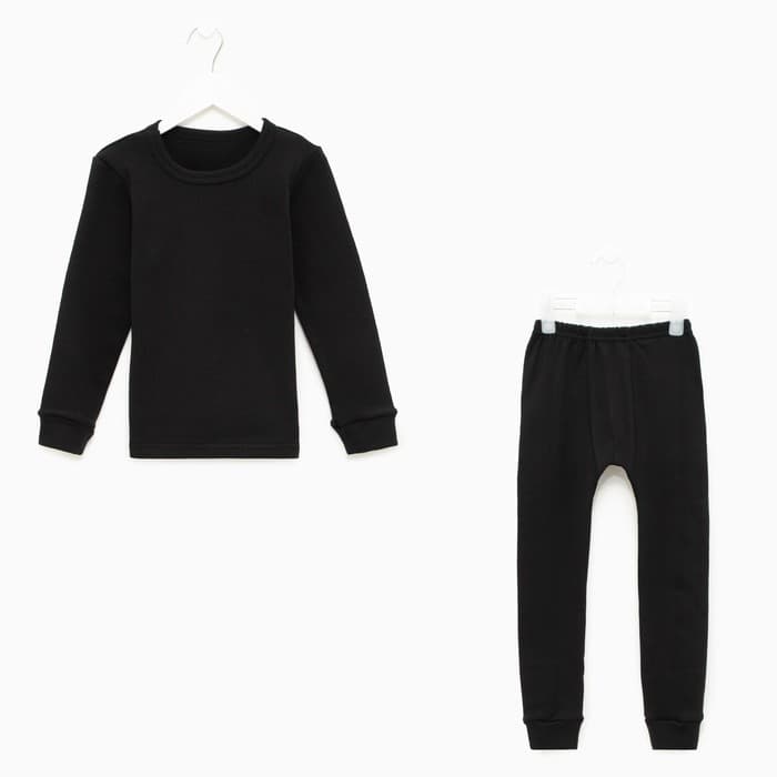 Термобельё детское (лонгслив, брюки), чёрное, рост 152 см