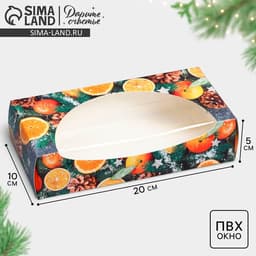 Коробка складная новогодняя «Мандарины», 20×10×5 см
