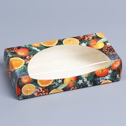 Коробка складная новогодняя «Мандарины», 20×10×5 см