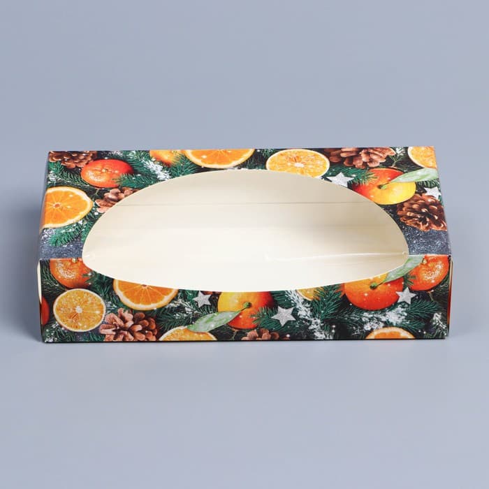 Коробка складная новогодняя «Мандарины», 20×10×5 см