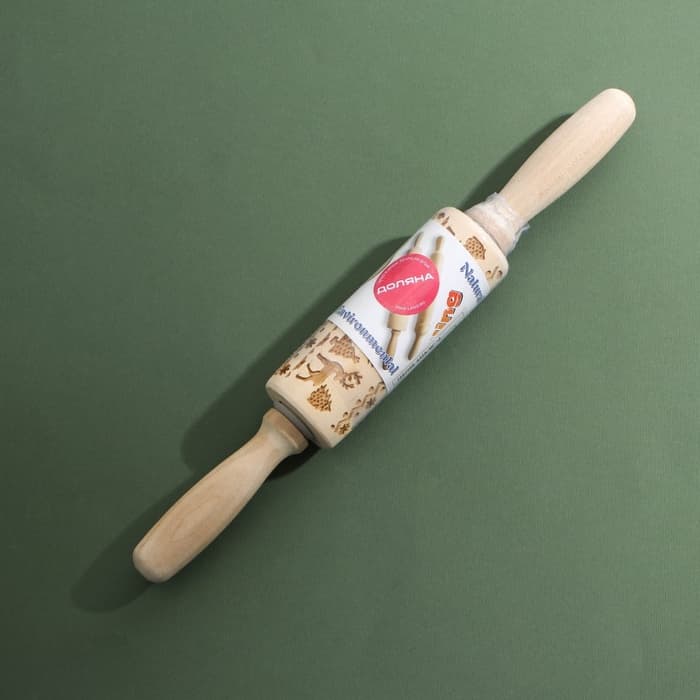 Скалка текстурная новогодняя Доляна, фигурная, 30×4 см, рабочая часть 11.5 см, вращающаяся