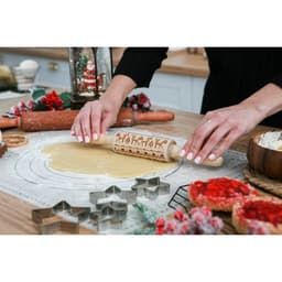 Скалка текстурная новогодняя Доляна, фигурная, 30×4 см, рабочая часть 11.5 см, вращающаяся