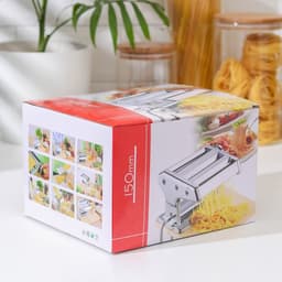 Лапшерезка-тестораскатка ручная, 6 настроек толщины теста, ширина лапши 2 и 5 мм, нержавеющая сталь