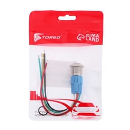 Выключатель TORSO, 12 В, 3 А, 5 pin, IP67, d=16 мм, провод 15 см, красный