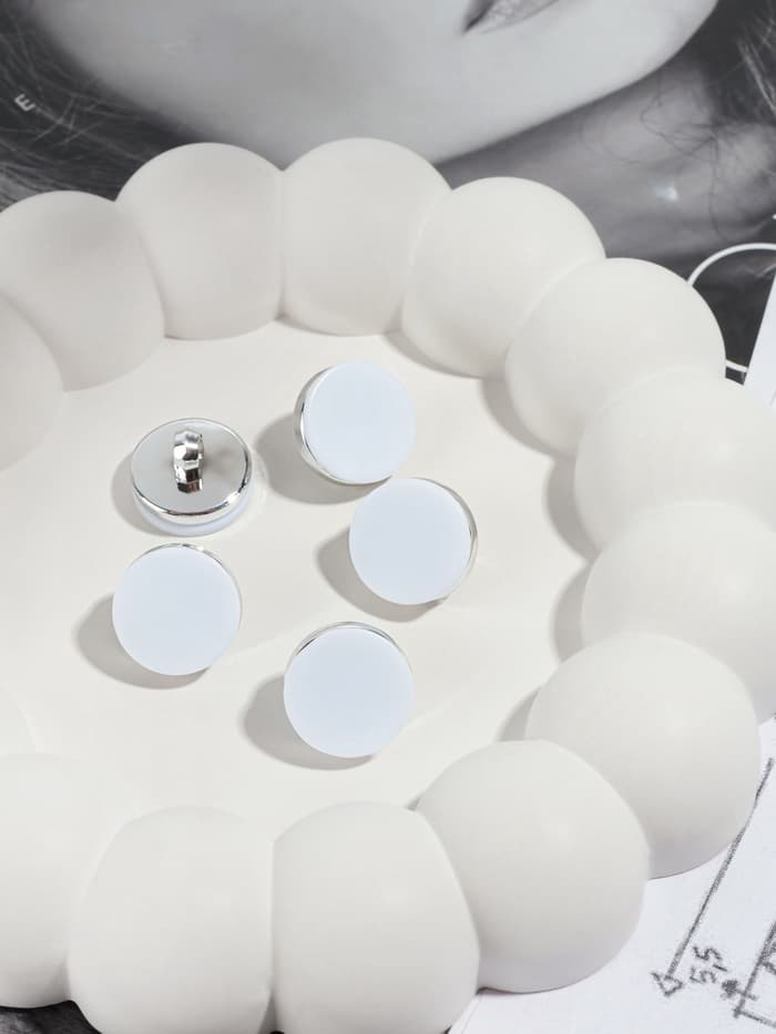 Пуговицы на ножке, пластиковые, d=15 мм, набор 10 шт., матовые, цвет белый, серебряный