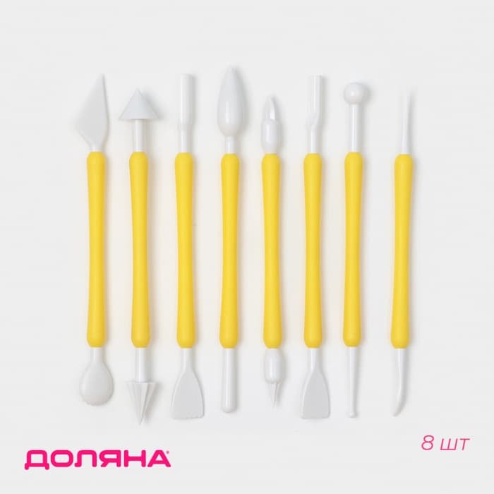 Стеки для работы с мастикой Доляна, набор 8 шт., пластик, МИКС