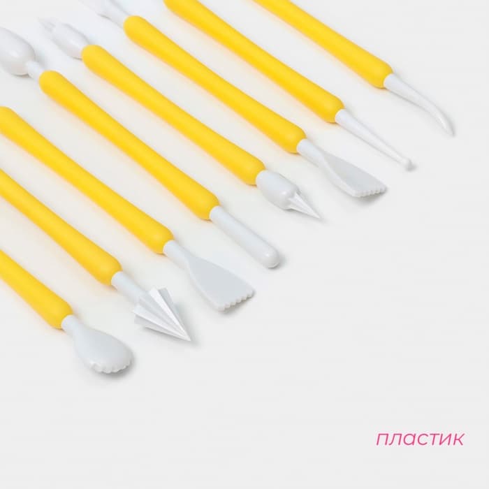 Стеки для работы с мастикой Доляна, набор 8 шт., пластик, МИКС