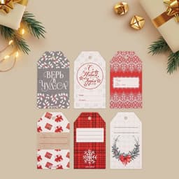 Шильдик новогодний декоративный в наборе «Верь в мечту», 6 шт., 9×5 см