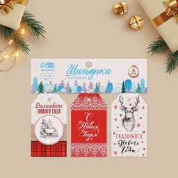 Шильдик новогодний декоративный в наборе «Верь в мечту», 6 шт., 9×5 см