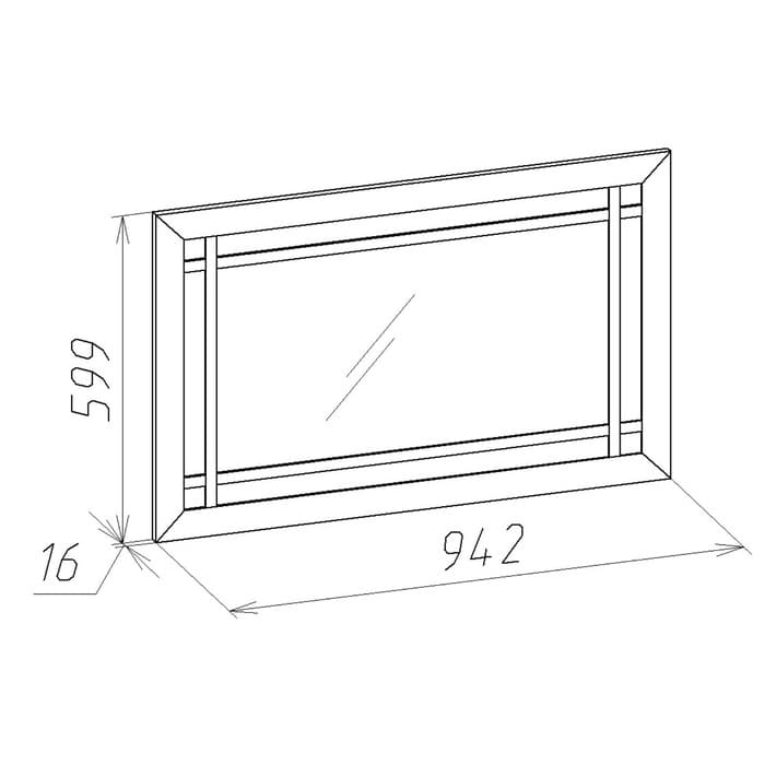 Зеркало интерьерное навесное Sherlock 7, 599×16×942 мм, цвет дуб сонома