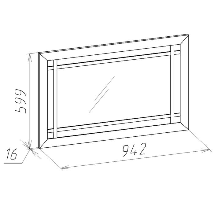 Зеркало интерьерное навесное Sherlock 7, 599×16×942 мм, цвет ясень анкор светлый
