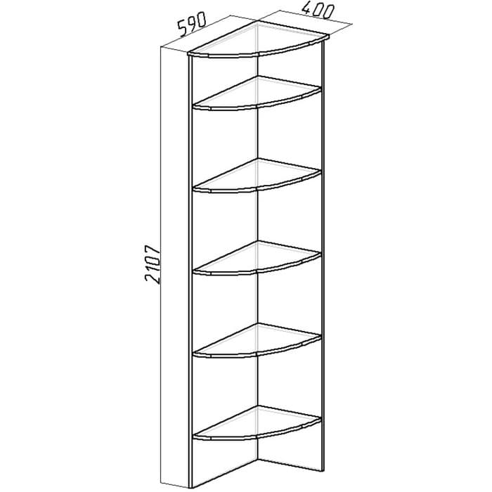 Стеллаж угловой Sherlock 14, 590×400×2107 мм, цвет ясень анкор светлый
