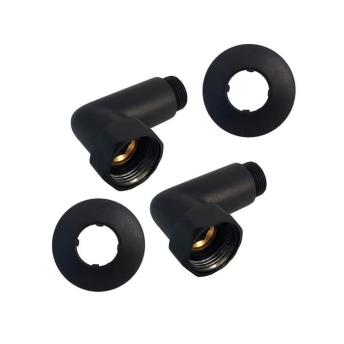 Соединение для полотенцесушителя Indigo, 1"х1/2", угловое, гайка/штуцер, черный муар, 2 шт.