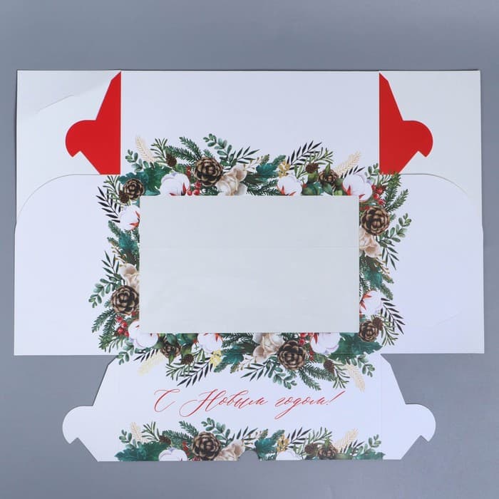 Коробка складная на 6 капкейков новогодняя с окном «С Новым годом», 25×17×10 см