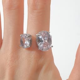 Кольцо с камнями «Овалы», безразмерное, белое в серебре