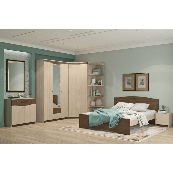 Стеллаж угловой «Ванесса», сл032.0, 560×380×2152 мм, цвет ясень шимо светлый