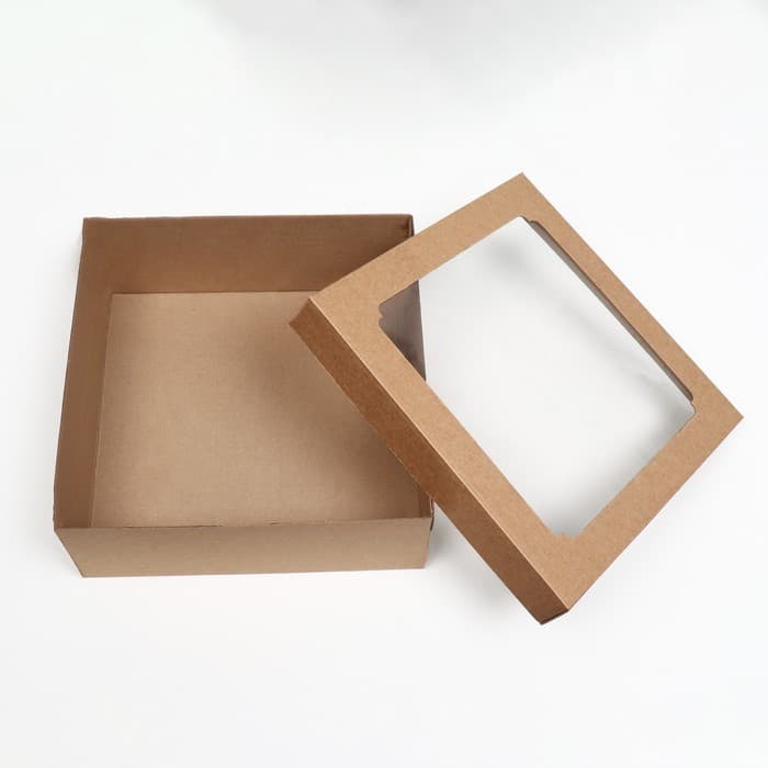 Коробка самосборная, с окном, бурая, 30×30×12 см