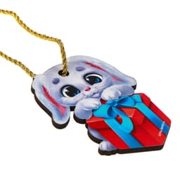 Ёлочная игрушка - подвеска деревянная Лесная мастерская Новый год! ‎Зайка с подарком»