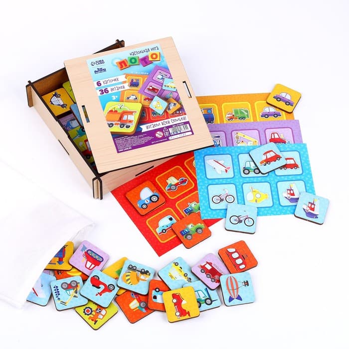 Лото детское Лесная мастерская «Транспорт», 36 деталей, 6 карточек