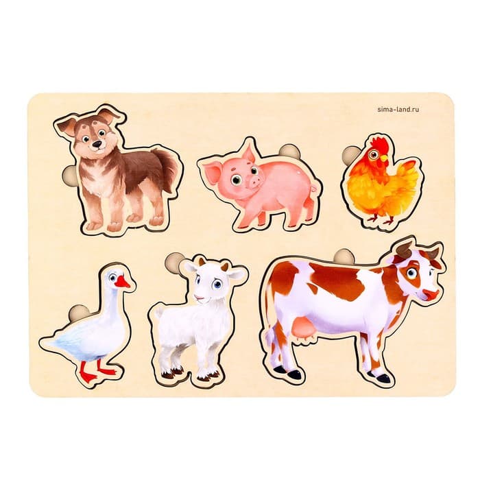 Рамка - вкладыш Лесная мастерская «Животные фермы», 6 вкладышей