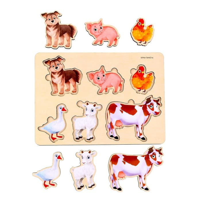 Рамка - вкладыш Лесная мастерская «Животные фермы», 6 вкладышей