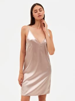 Сорочка ночная женская MINAKU: Light touch, бежевая, размер 44