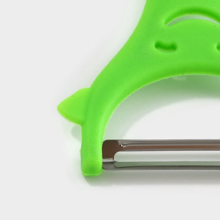 Овощечистка Доляна «Смайлик», 15 см, зелёная