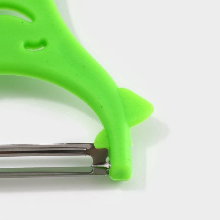 Овощечистка Доляна «Смайлик», 15 см, зелёная