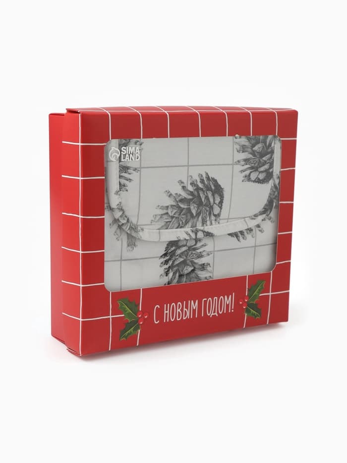Фартук с прихваткой и полотенцем «Этель» Merry Christmas, набор 3 шт., полотенце 40×73 см, прихватка 19×19 см, фартук 60×70 см