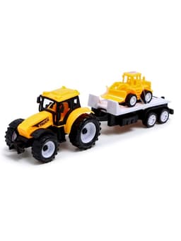 Набор инерционных тракторов «Фермер» с прицепом, 3 штуки